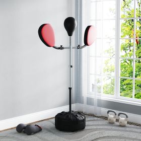 Boxing Bag with Stand, Adjustable Height Punching Speed Bag with 2 Target Arms, for Training, Exercise, Black