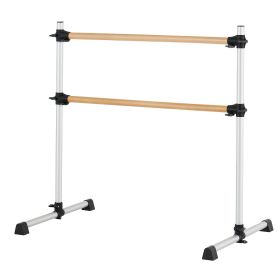 VEVOR Ballet Barre, 4 Ft Double Beechwood Barre Bar for Home, Freestanding Portable Ballet Stretching Dance Bars