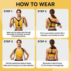 Back Brace Posture Corrector for Women Men 28-48 inch Adjustable Straps Shoulder Support & Neck Tension Relief Breathable Upper Back Straightener Blac