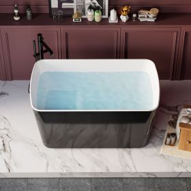 49'' x 28'' Acrylic Freestanding Soaking Bathtub, Square-shape Japanese Soaking Hot Tub, Sit-In Design with Chrome Overflow and Drain