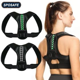 Adjustable Back Shoulder Posture Corrector Belt Clavicle Spine Support Reshape Your Body Home Office Sport Upper Back Neck Brace (Color: grey blue, size: L -weight 70-100KG)